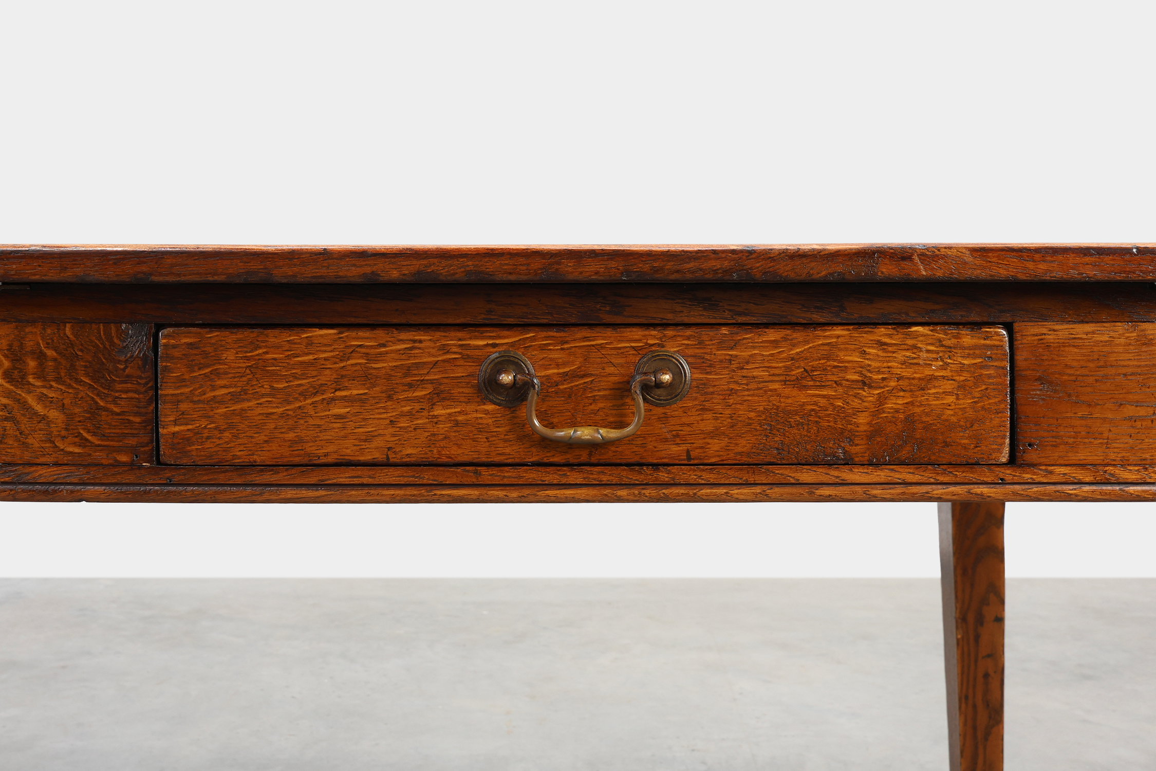 French Provincial Oak 19th century Farmhouse table with drawers, France thumbnail